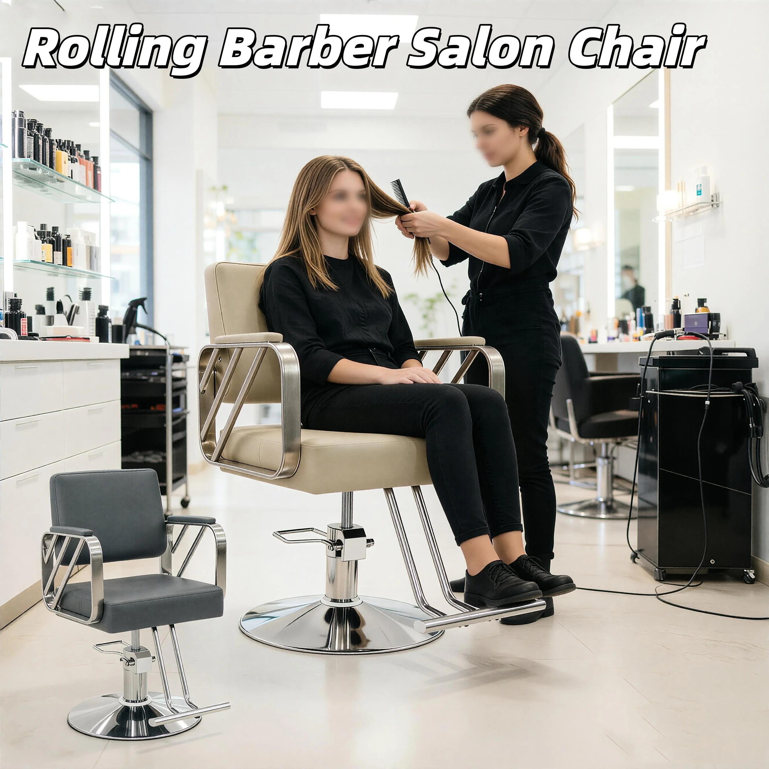 Barber Salon Chair for Hair Stylist Height Adjustable 82-92CM 360 Degree Rolling Swivel  Spa Beauty Equipment for Barbershop,Home Hairdresser hydraulic