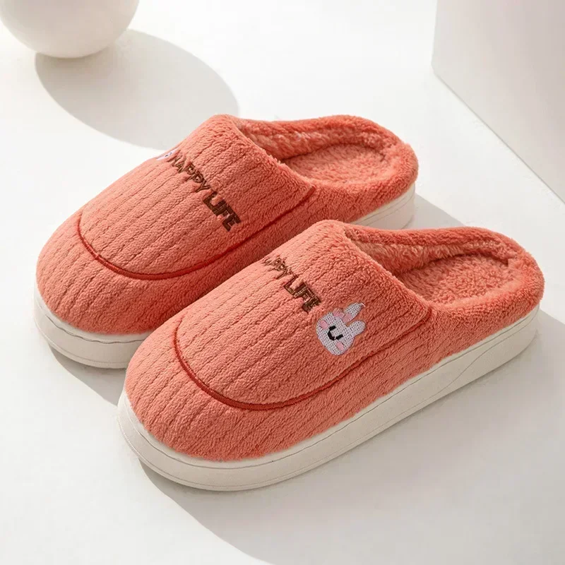 Autumn Winter Short Plush Warm Indoor Casual Soft Soled Cotton Slippers Non-slip Women and Men Couples Outdoor Shoes Household