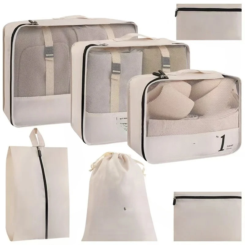 

set, compression packaging cube, multi-size space-saving luggage storage, lightweight travel bag