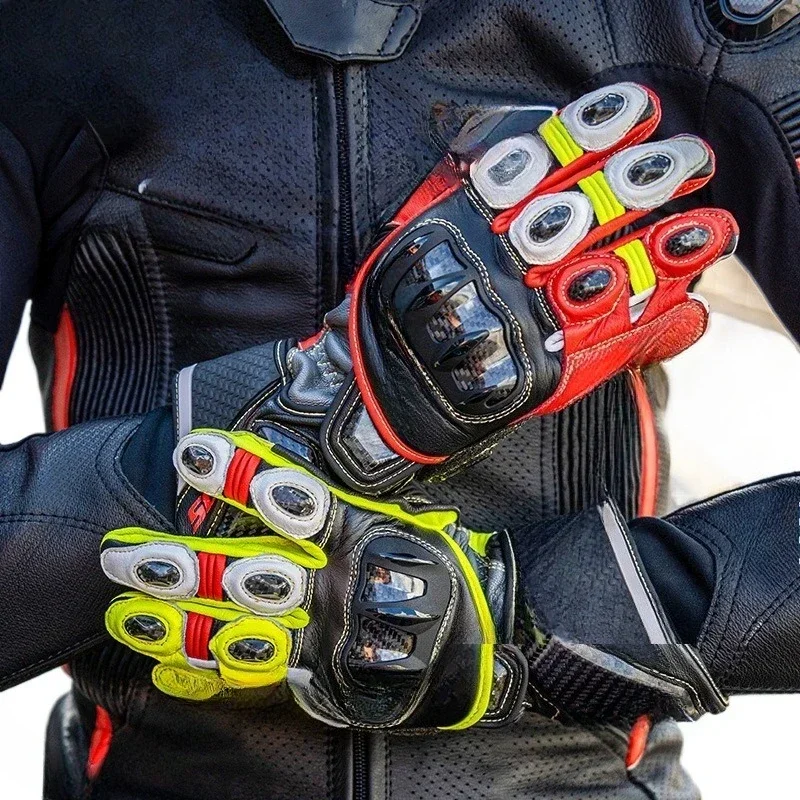 Motorcycle Racing Gloves Leather Four Seasons Cycling Cycling Locomotive Racing Carbon Fiber Men's Track