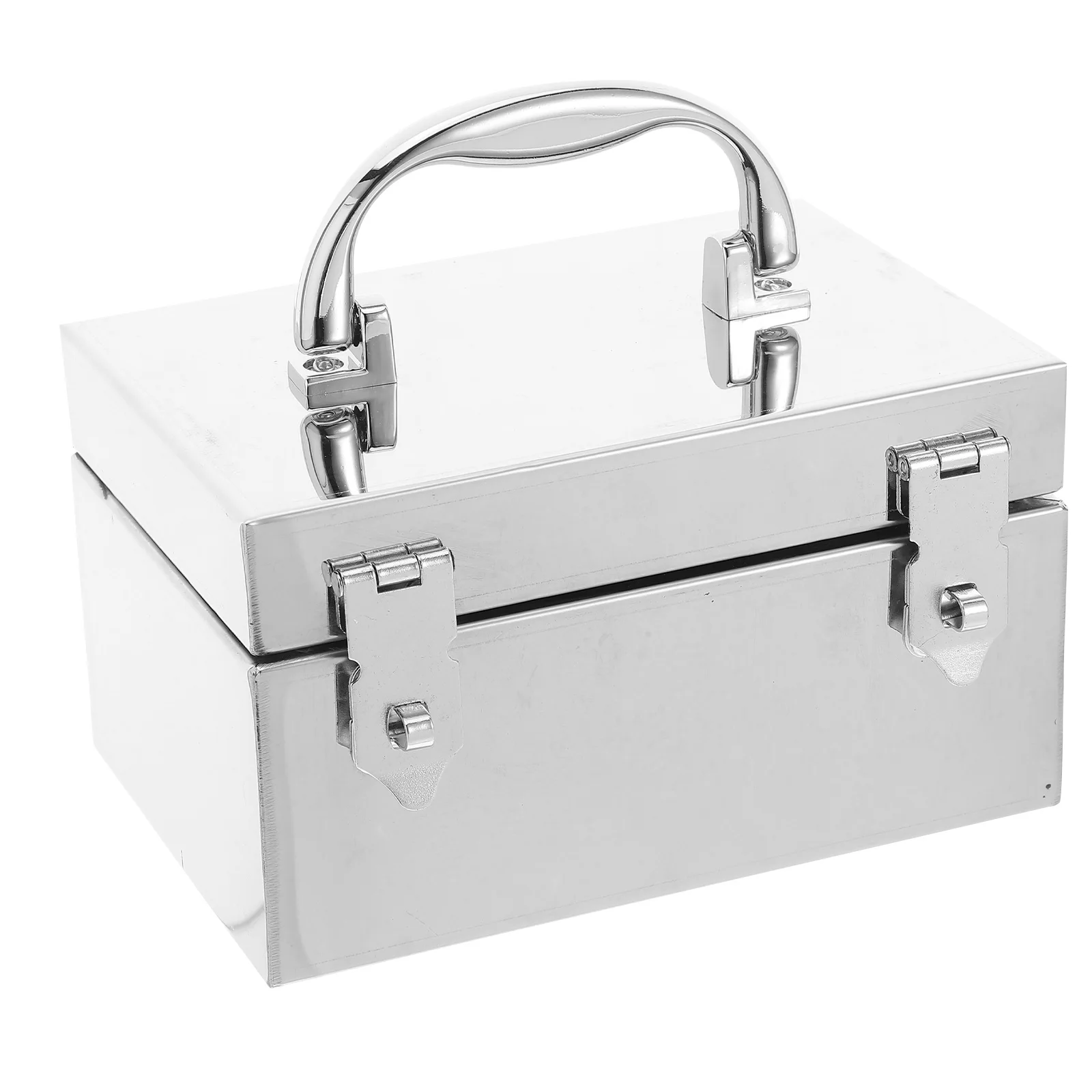 Lockable Stainless Steel Cash Secure Storage Safe For Home Office Portable Metal Document Tool Organizer With Handle