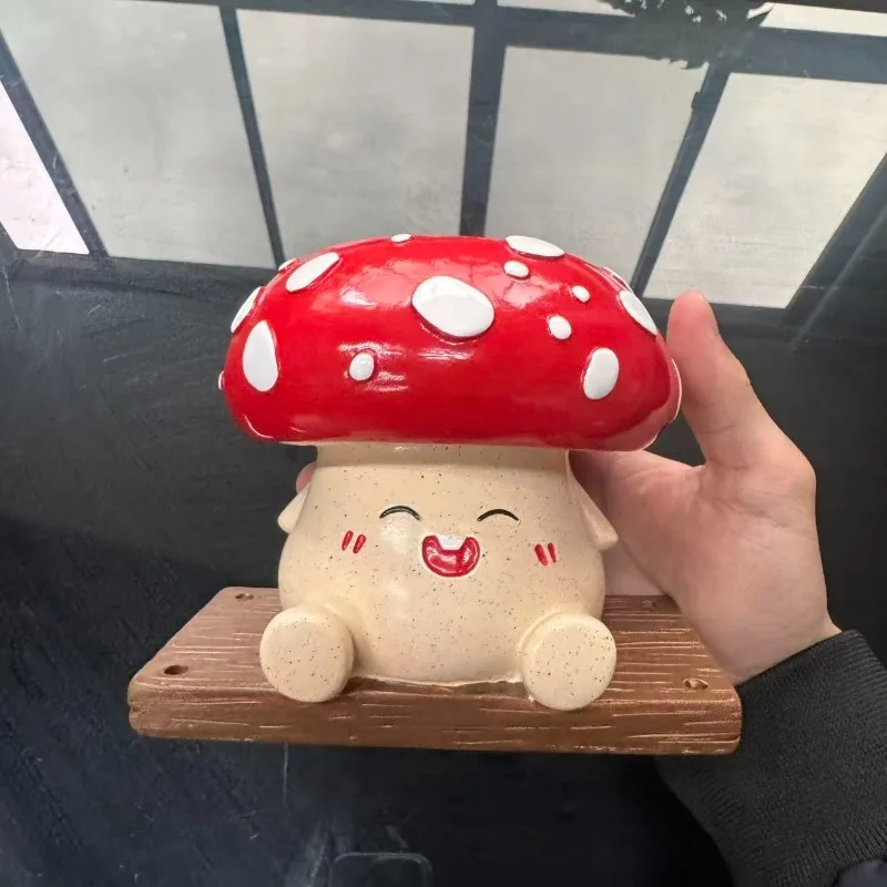 Swing mushroom succulent flower pot, creative hanging cute cartoon resin hanging pot, balcony green plant decorative ornament