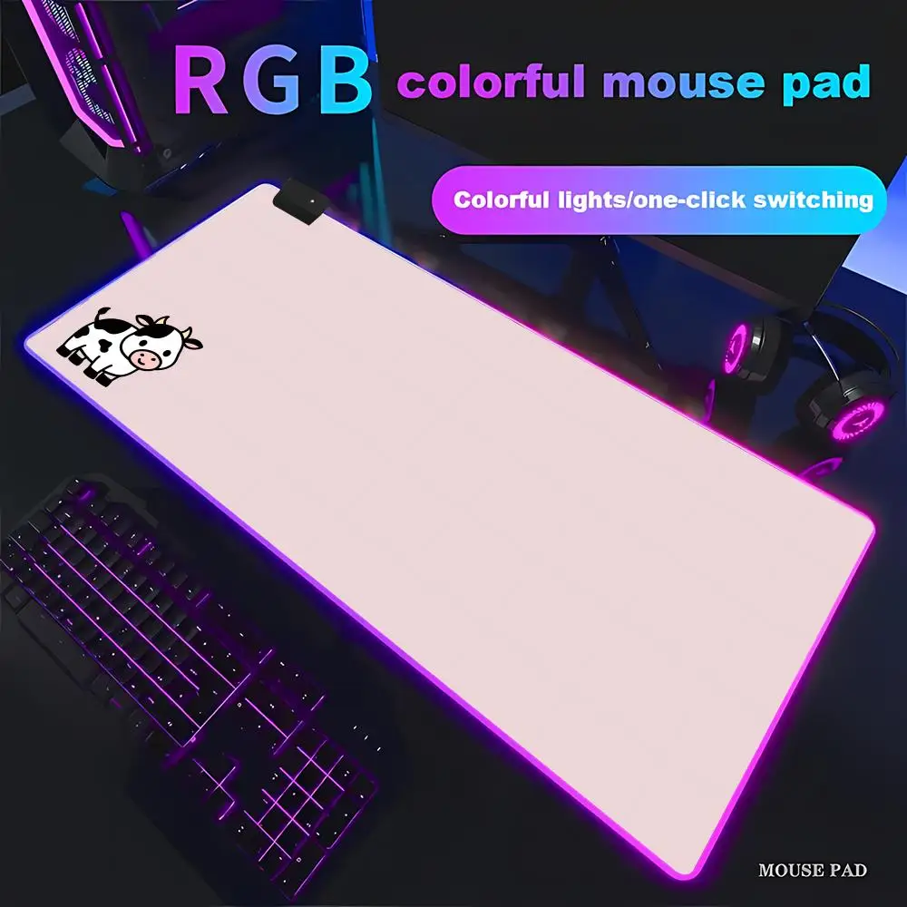 

Cow Art Mouse Pad RGB Gaming Mouse Pad HD Gamer Large LED Light XXL MousePads PC Computer pad Non-slip