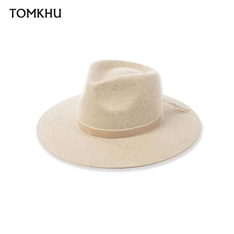 

New Winter Men Women Wool British Retro Trend Bowler Hat Wide Brim Panama Velvet Ribbon Vintage Jazz Felt Hat Chapeu Fedora