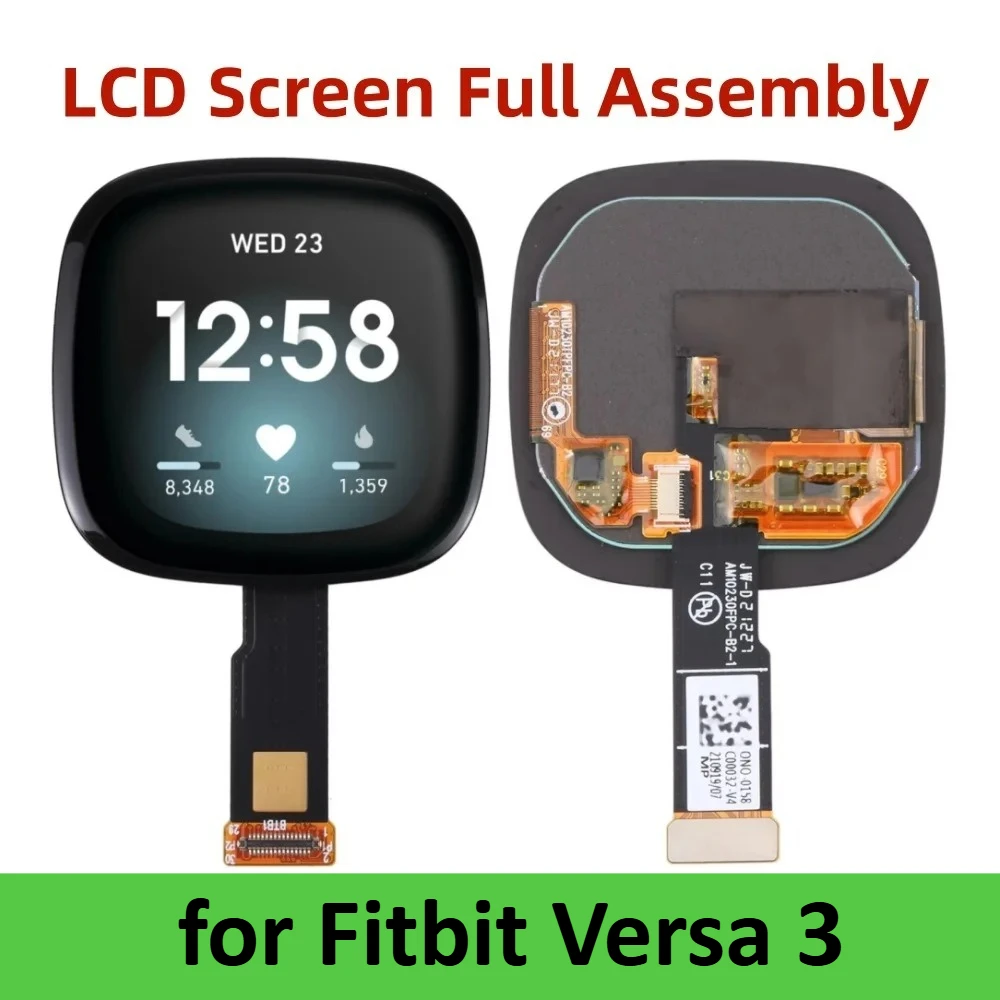 Original LCD Touch Screen for Fitbit Versa 3 AMOLED LCD Screen with Digitizer Full Assembly Watch Replace Part