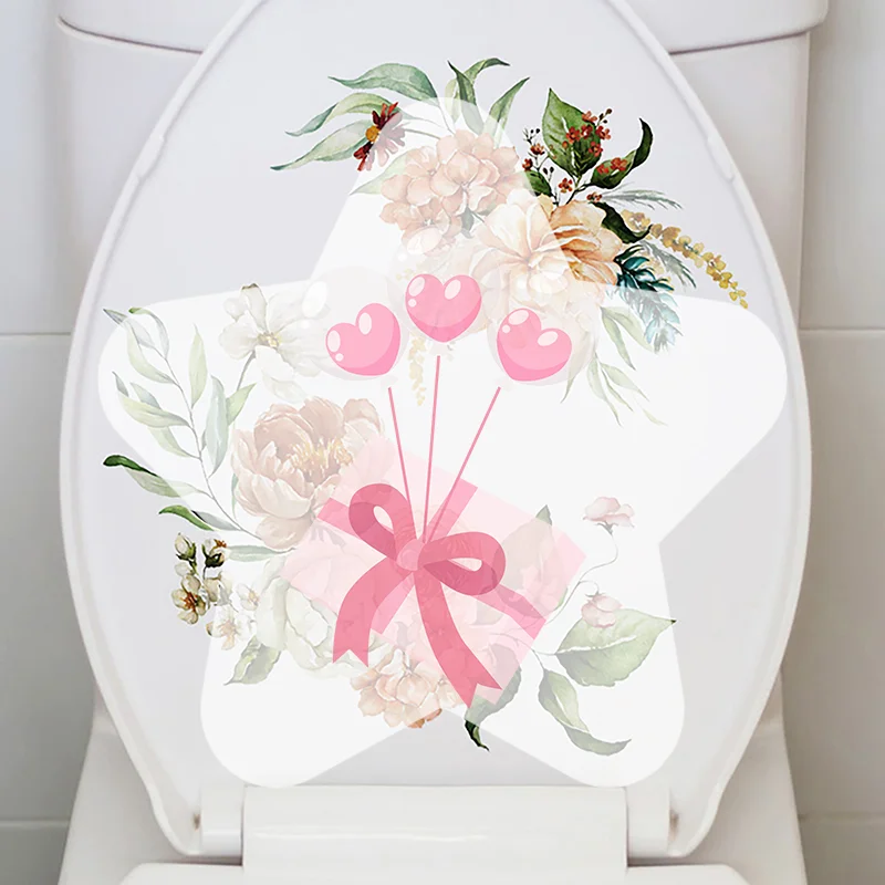 Butterfly Flower Toilet Seat Stickers Self-Adhesive Toilet Lid Decals Diy Removable Stickers For Bathroom Home Decor Ornaments