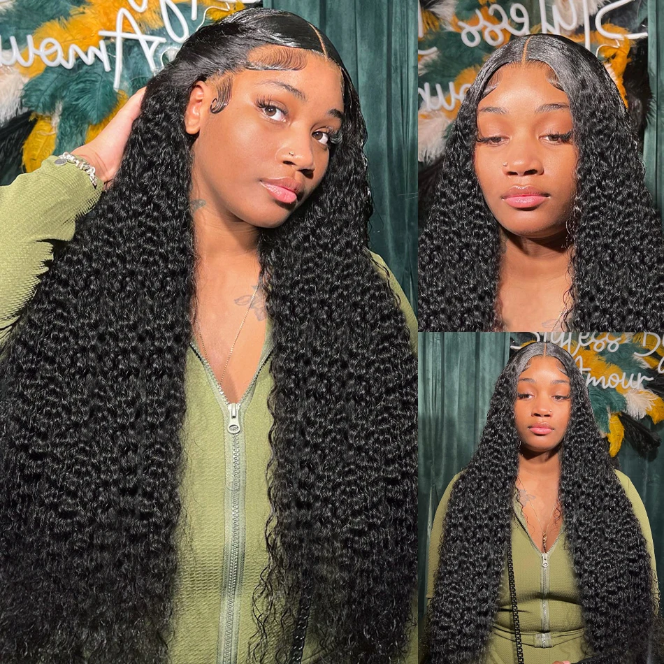 Brazilian 30 40 Inch 250% Deep Wave Lace Frontal Wig Loose Curly 13x4 13x6 HD Transparent Lace Front Human Hair Wigs For Women