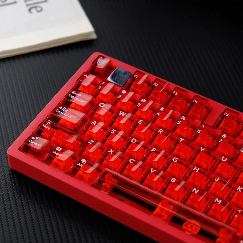 Red Transparent Keycaps Set PC 114key Keyboard Keycaps Custom Cherry Profile Keycaps for Mechanical Keyboard Accessories Gift