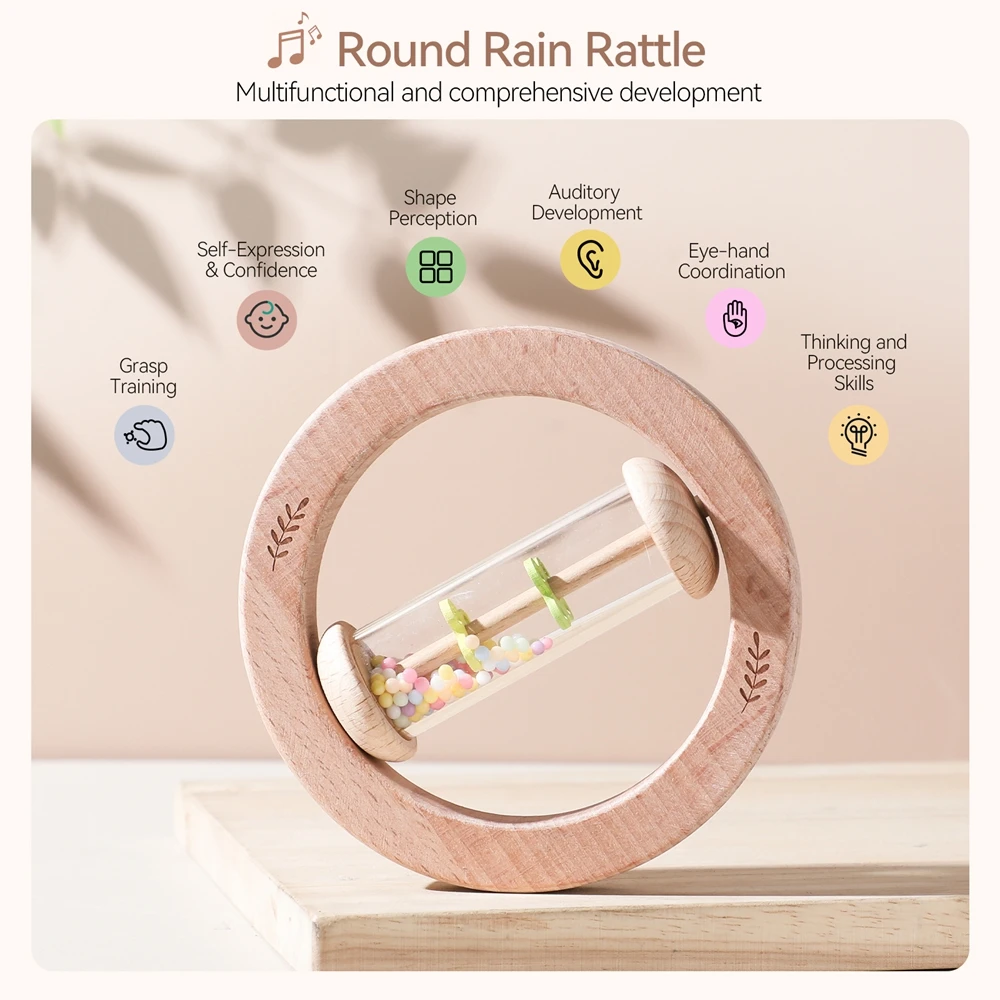 Montessori Rattle Baby Toys Rain Stick Hourglass Rain Music Rattle Baby Educational Toy Colorful Montessori Sensory Toys for Kid