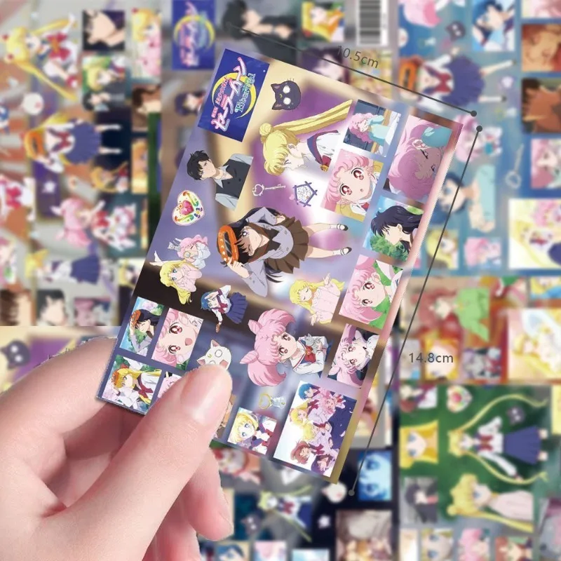 

8 pcs Sailor Moon anime cut film cute girl heart water ice moon sticker kawaii cartoon animation collage waterproof sticker gift