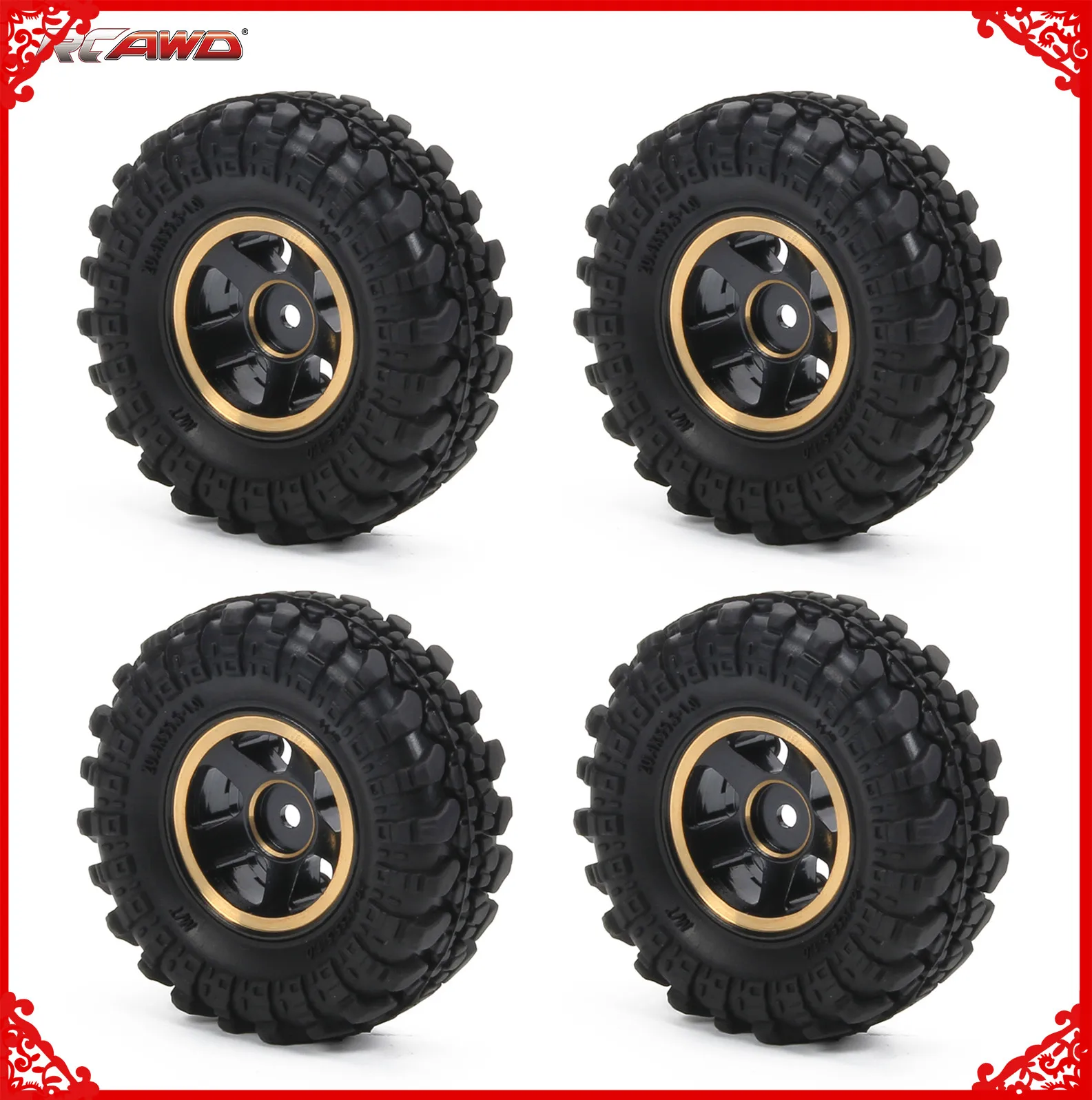 

4x full brass 1.0” beadlock wheel tire glue free 62g for FMS EAZYRC Roc Hobby FCX24 1-24 and 1-18 crawlers upgrade part