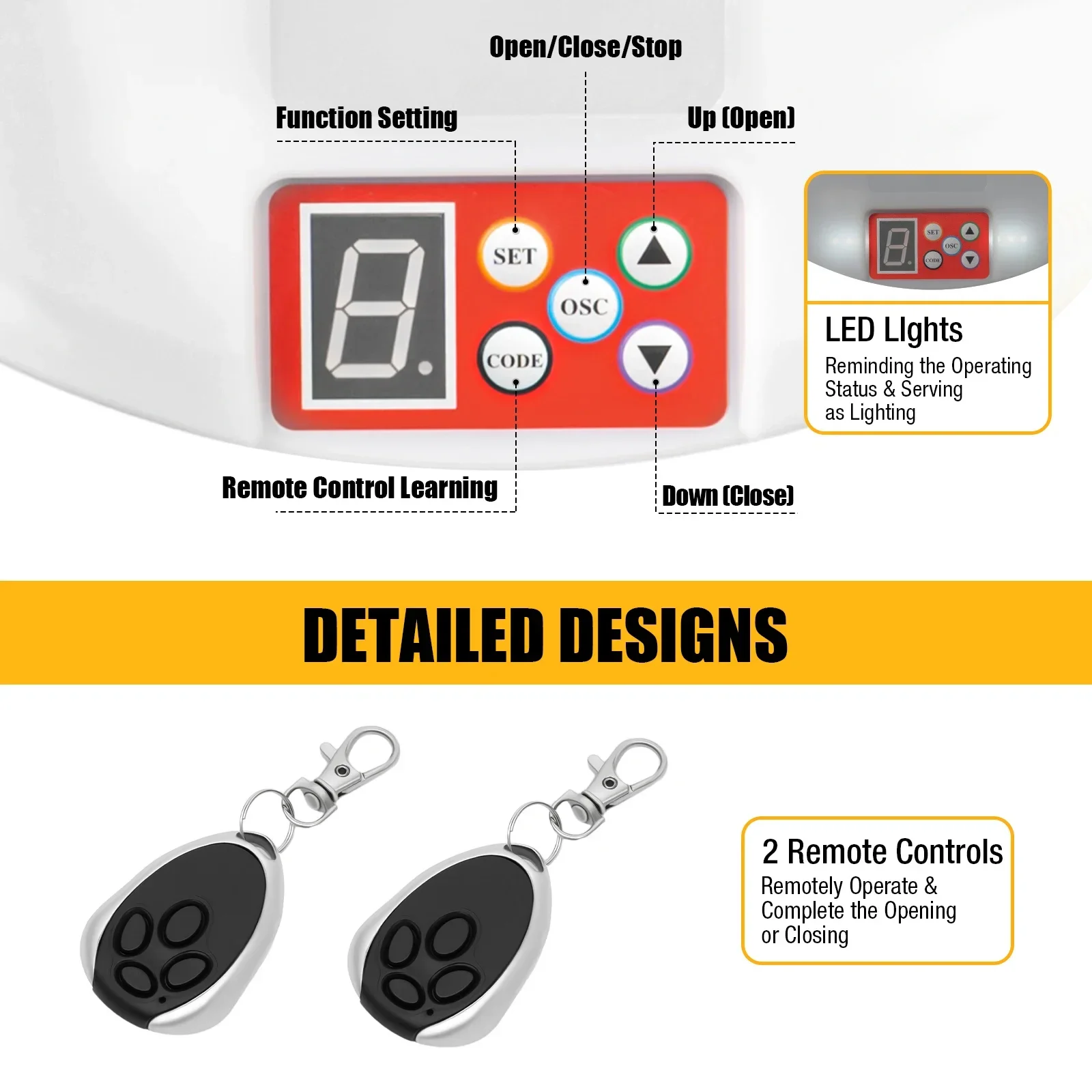Motor Magnet Permanen 24V DC + 2 Remote, Pembuka Pintu Garasi Otomatis, Kit Pembuka Pintu Garasi Gulung