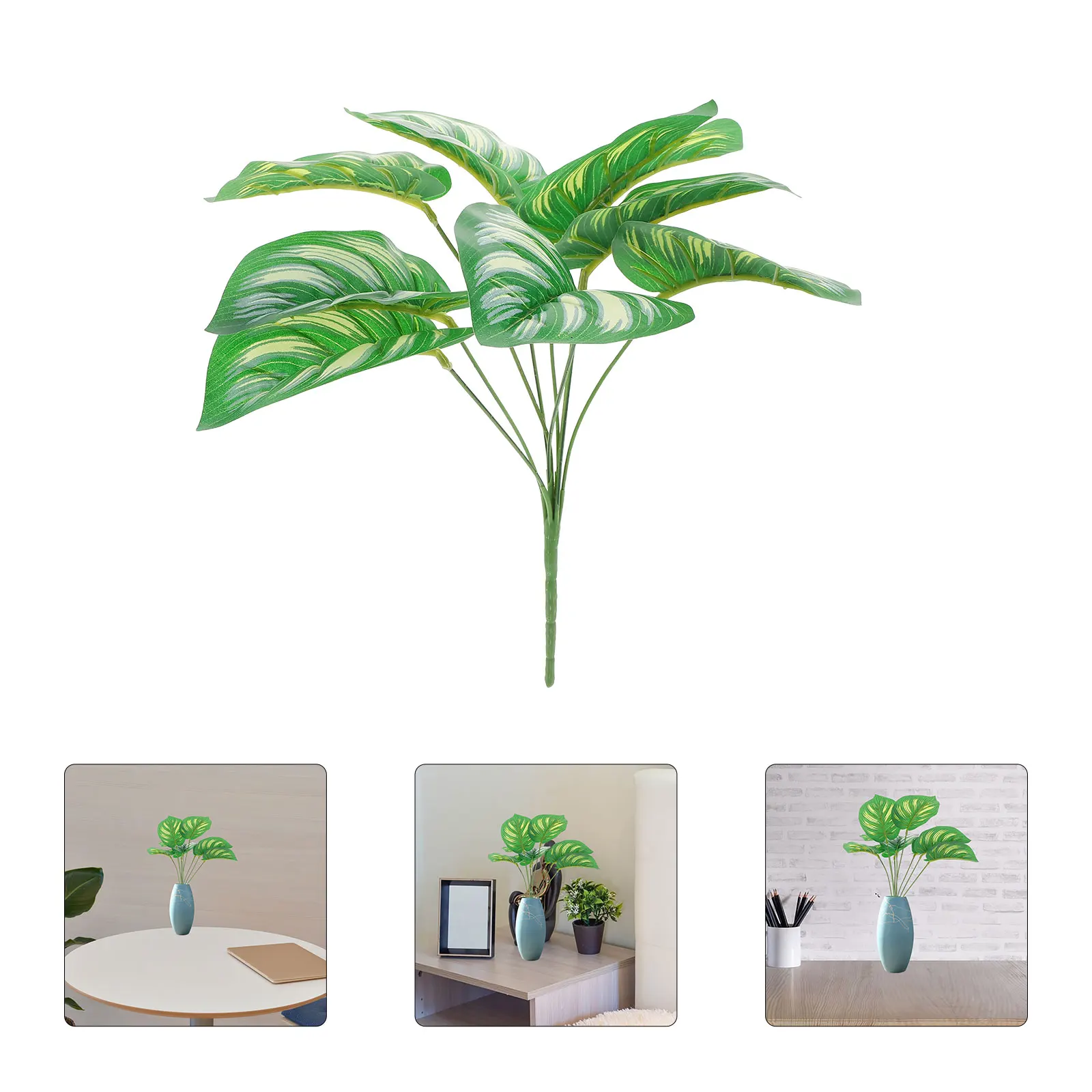 

3pcs Faux Mango Leaves High Realism Artificial Jungle Plants Natural Home Decor Green Leaves for Crafts Fake Tropical Foliage
