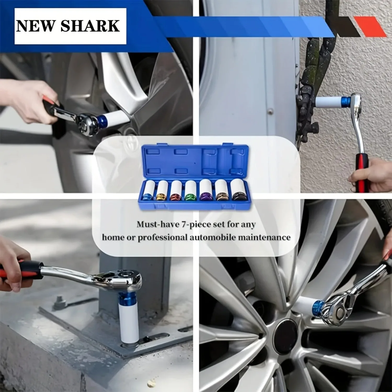 7/5/4PCS Chiave a tubo Manicotto 17/19/21mm Foro Colorato Per La Protezione Dei Pneumatici Strumento di Riparazione Per Impact Profonde Dado Driver Strumento Manuale