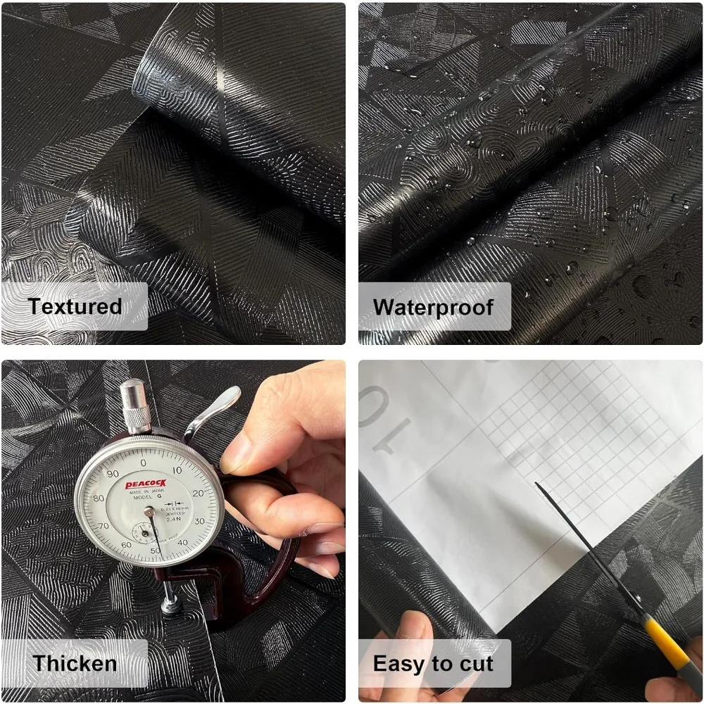 ورق جدران خطي هندسي منقوش ثلاثي الأبعاد قابل للإزالة - غطاء جدار ذاتي اللصق مقاوم للماء للمظهر المزخرف #5