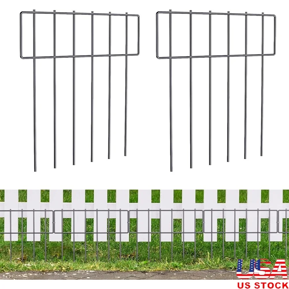 

25 Pack Metal Garden Fence Animal Barrier Dog Rabbit Outdoor Border Rustproof Easy Install Flexible Decorative Fence