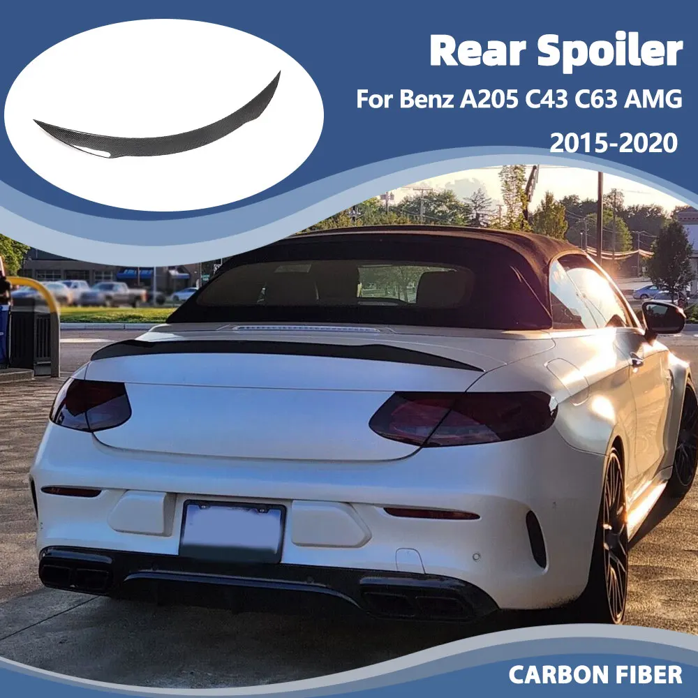 

Car Rear Spoiler Wings For Mercedes Benz A205 C43 C63 AMG Convertible 2015-2020 Carbon Fiber Rear Trunk Boot Lip Wing Spoiler