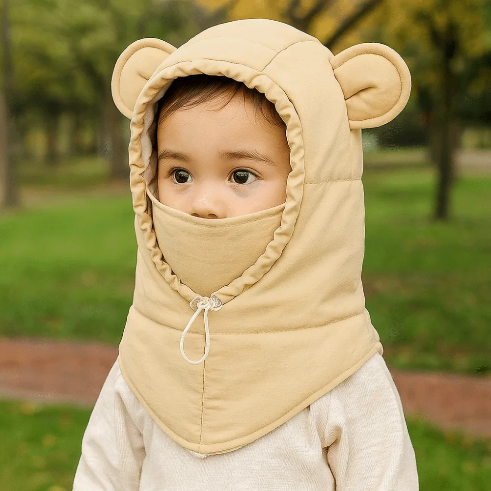 

Головной убор, однотонная шапка-балаклава, сохраняющая тепло капюшон, детская ветрозащитная шапка, шарф, термозимняя защитная шапка для ушей для мальчиков