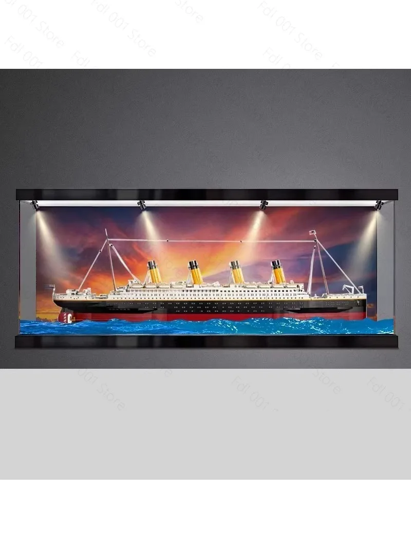 Applicable to  10294 Titanic model figure acrylic display box building block transparent dust cover view 5