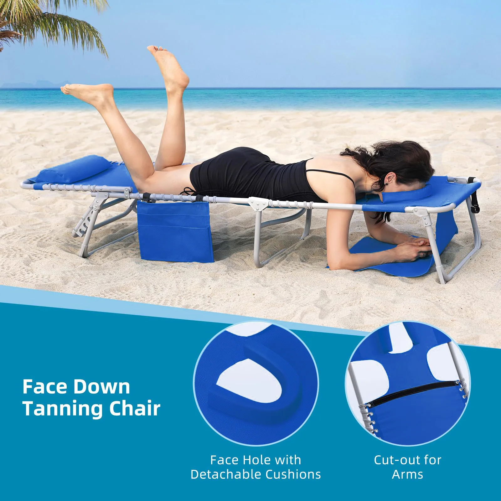 Folding Sunshade: Multi-functional Outdoor Poolside Reading Shade with Openings for the Face and Arms