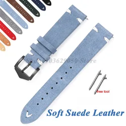 Soft Suede Leather Straps 20mm 22mm Vintage Watch Band For Samsung For Huawei WatchGt3/Gt4 46mm Women Men Bracelet Accessories