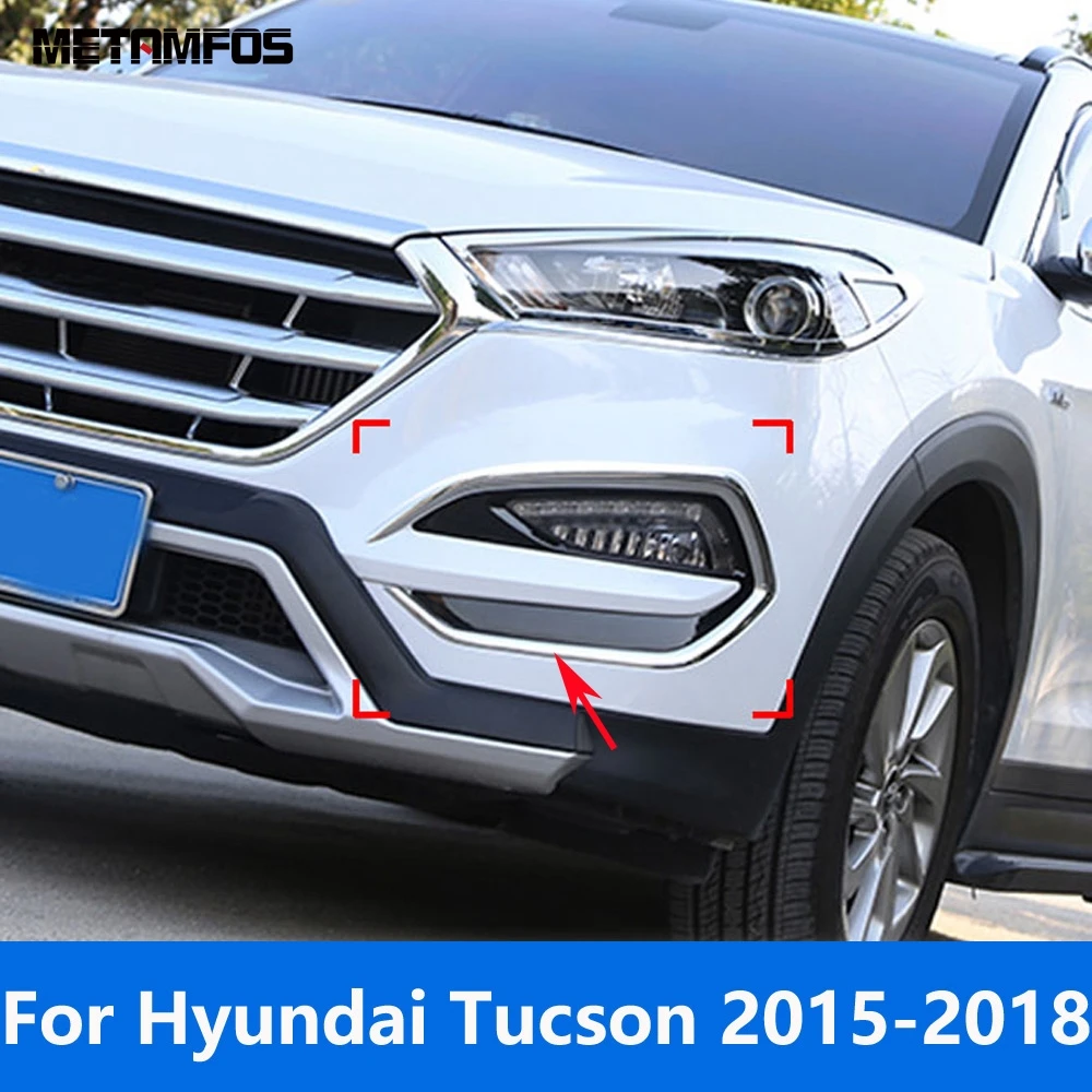 For Hyundai Tucson 2015 2016 2017 2018 Chrome Front Fog Lamp Light Cover Trim Foglamp Protector Shell Accessories Car Styling