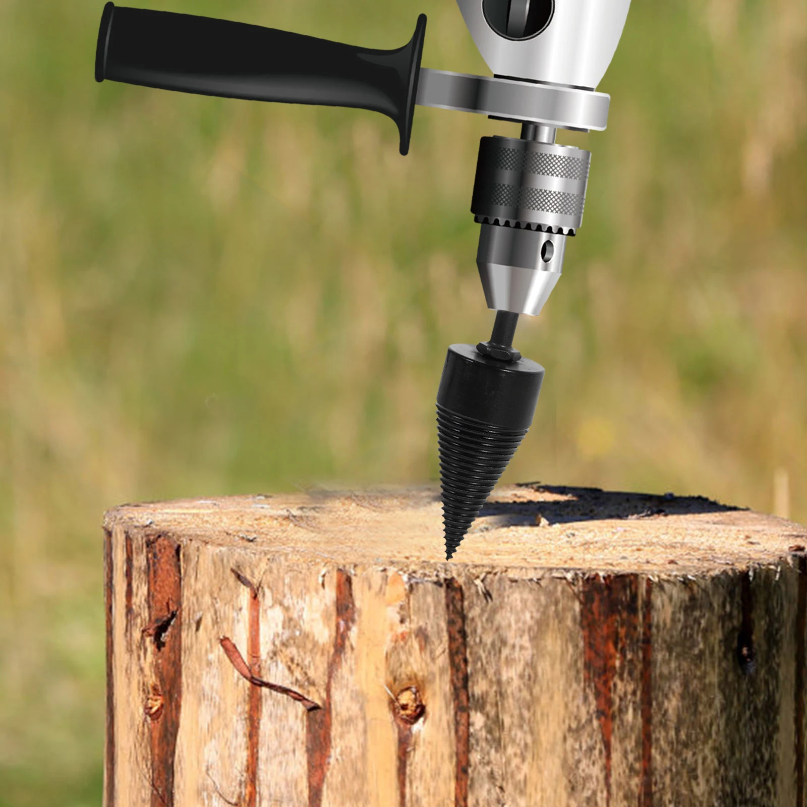 

1pc Wood Chopping Drill Bits Electric Firewood Splitting Tool High Hardness Wear Resistant Wood Anti Skid Groove