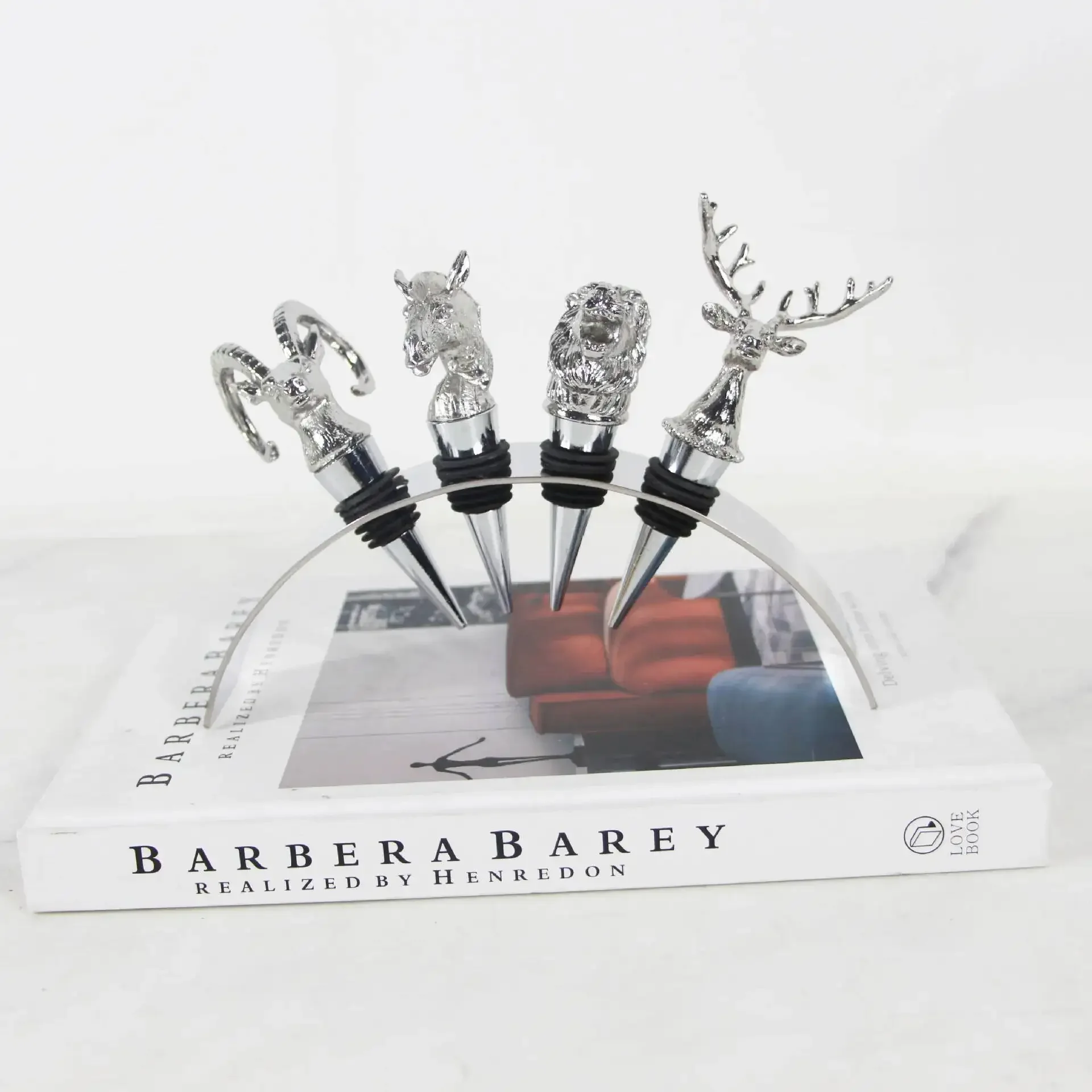 Metal Wine Stopper Silver Animal Head Sealing Plug Simulated Deer Sculpture Champagne Bottle Stopper Home Accessories