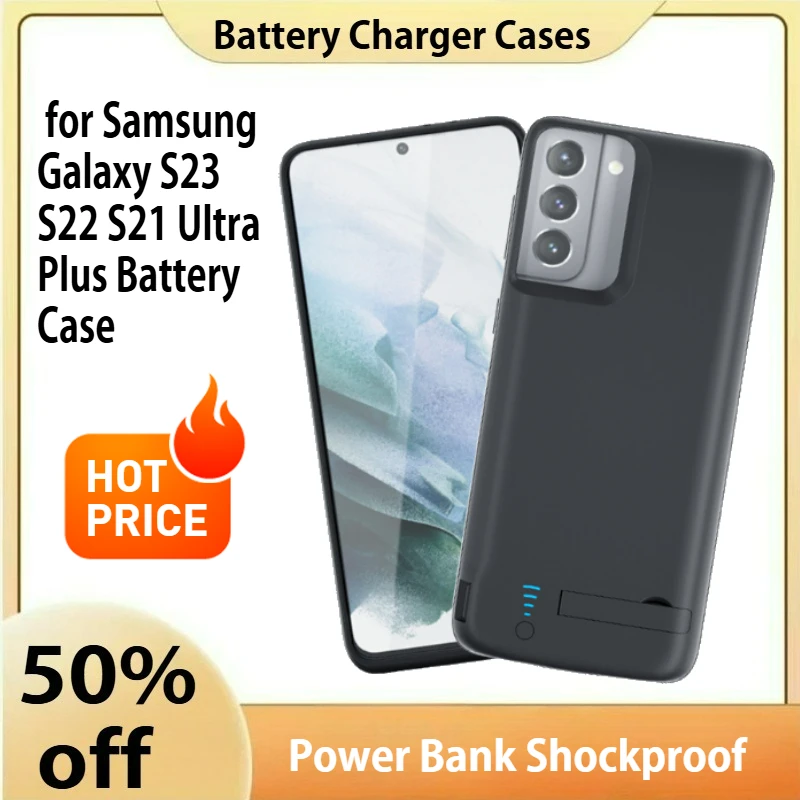 

Battery Charger Case for Samsung Galaxy S23 S22 S21 Ultra Plus Battery Case Power Cases S23 Power Bank Shockproof Charging Cover