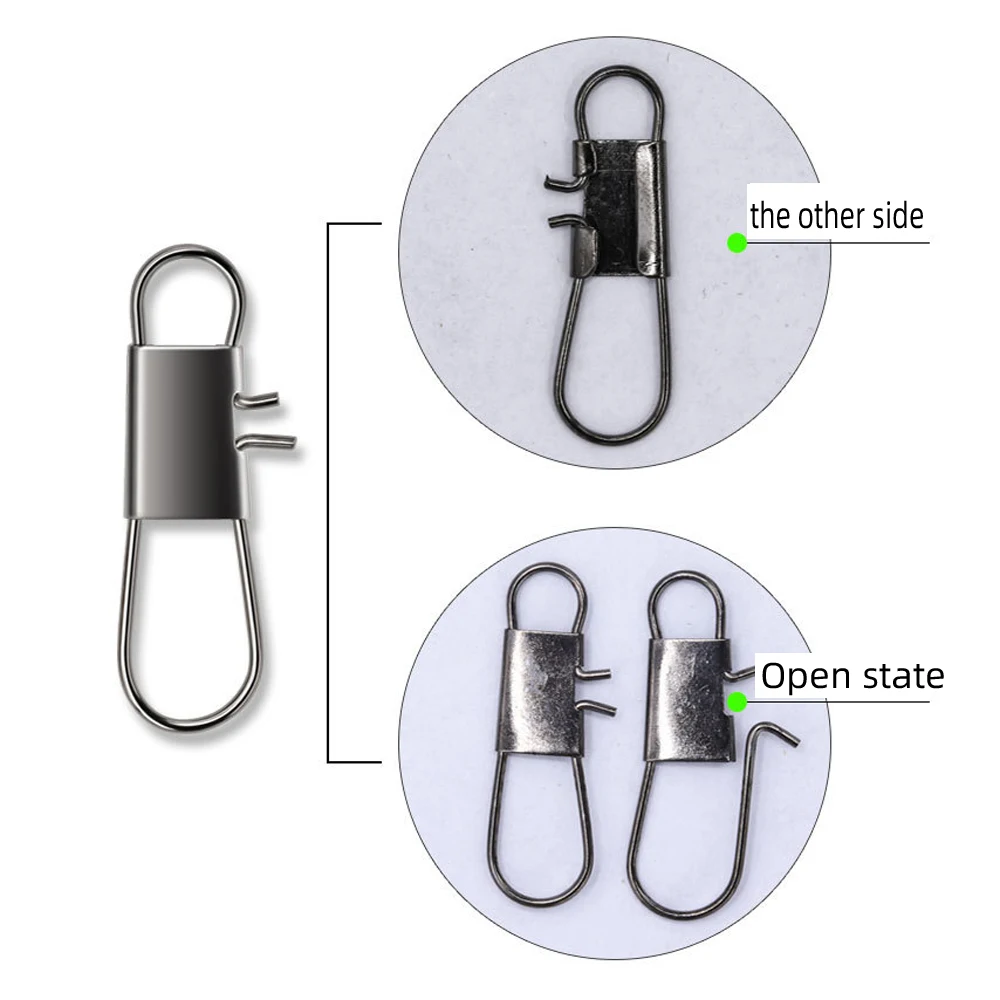 DNDYUJU 50pcs Carbon Steel Fishing Connector Fishing Snap Pin Rolling Swivel Fishing Lure Tackle Fishing Hook Tool Snap