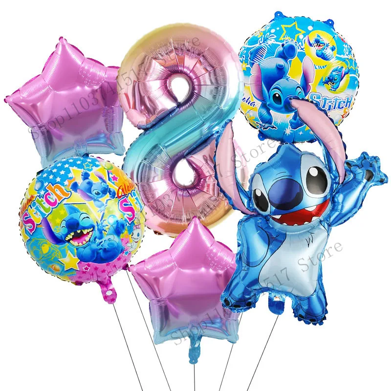 

Stitch Birthday Party Balloons 6pcs Disney Lilo & Stitch Balloon Sets Kids Birthday Party Decorations Baby Shower Supplies Gifts