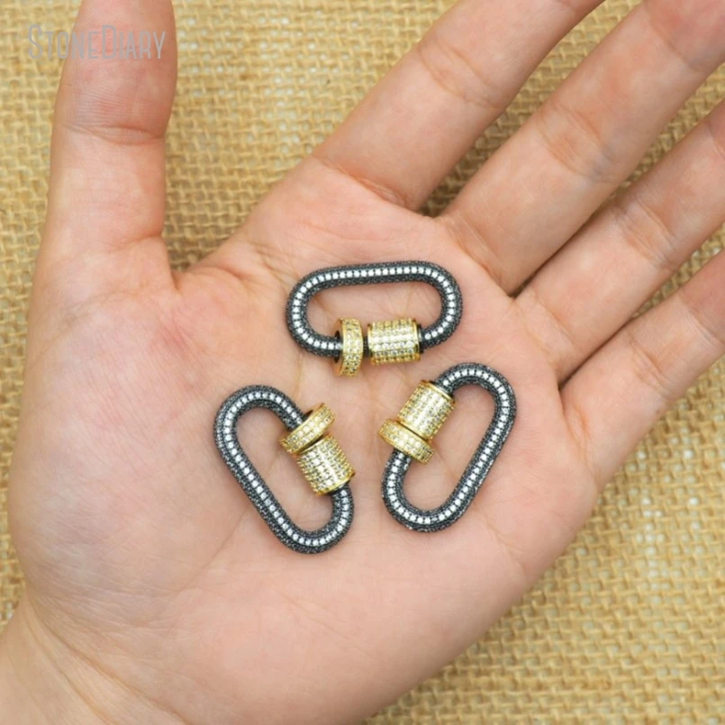 

5Pcs Wholesale Invisible Setting Cubic Zirconia Copper Screw Oval Shape Accessory Clasps FC50092