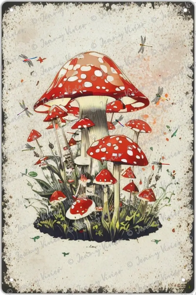 Vintage Pilze Metallschild, Pilzdekor, Retro-Pilz-Wanddekoration für Küche, Schlafzimmer, Badezimmer, Hof, Garten, Geschäft, Blumen-Sh
