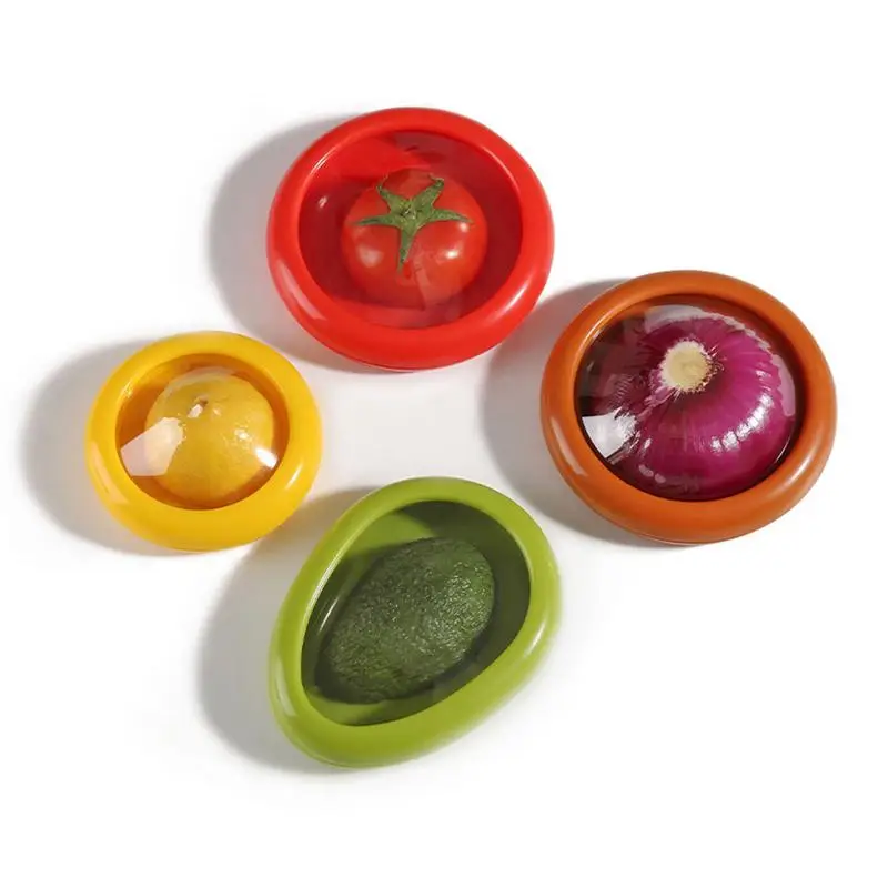 

4pcs/set Creative Fruit Crisper Silicone Film Sealed Mini Refrigerator Storage Box Vegetable Avocado Lemon Storage Box