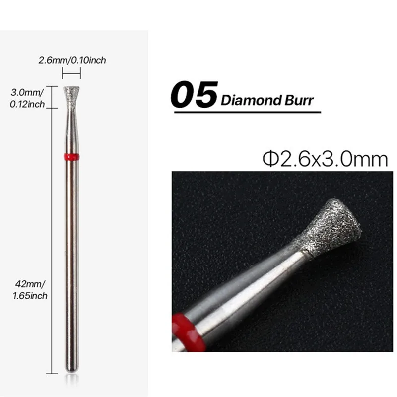 Diamond Grain Nail Drill Bit Polishing removal Head Electric Nail Machine disc grinding burr T Mills Grinder Cuticle Cutter Art