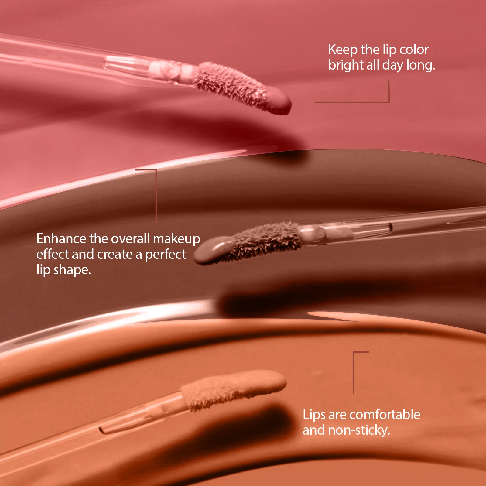 Batom líquido fosco de longa duração, à prova d'água, à prova de transferência, matiz não pegajoso para hidratação dos lábios, não vem