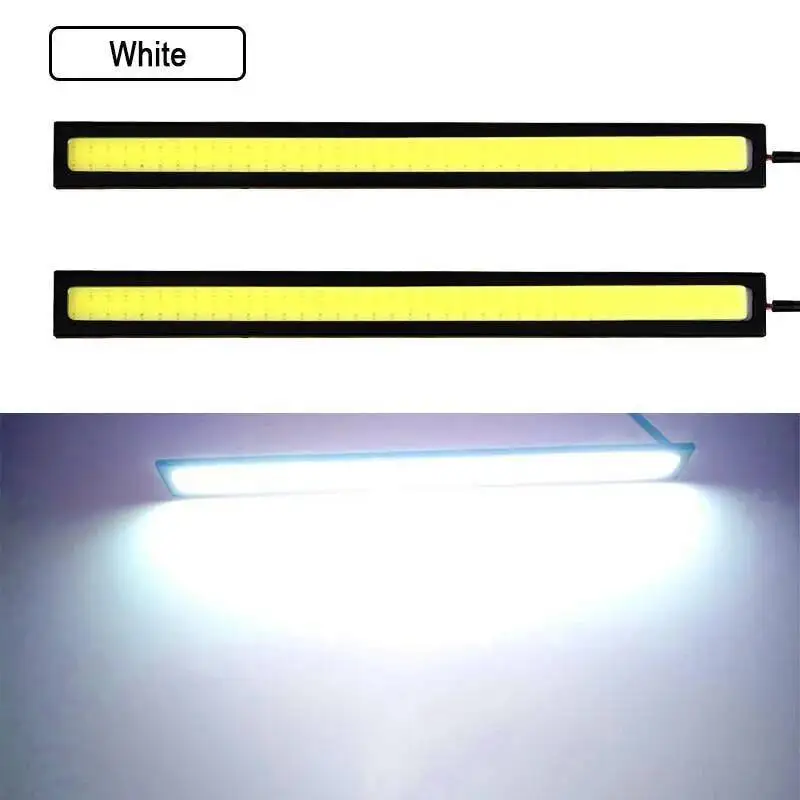 2PCS 17CM LED DRL Waterproof Driving Daytime Running Lights Strip 12V COB LED Car Aluminum Stripes Styling Lights White Blue