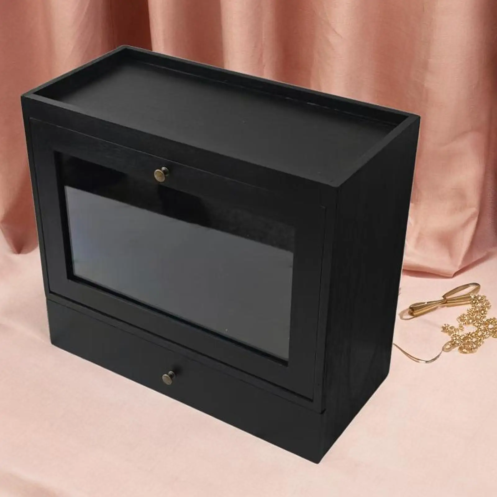 Perfume Organizer Cosmetic Display Case Jewelry Storage Multipurpose Stylish with Drawer Solid Wood for Dorm Dressing Table