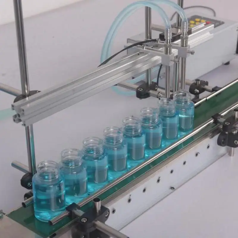 Máquina de enchimento automática, bomba de diafragma de cabeça dupla, enchimento de líquido com correia transportadora de 1.2m ou 60cm, garrafa, bebida de água