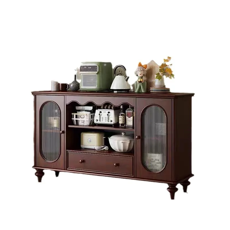 Medieval sideboard, solid wood wine cabinet, integrated wall storage, living room display tea