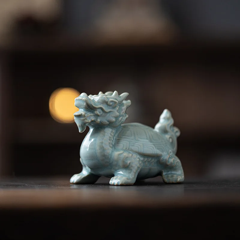 

Creative Dragon Turtle Xuanwu Ru Ware Turtle Tea Ornaments Decoration Micro Landscape Bonsai Fish Tank Landscaping Crafts Orname