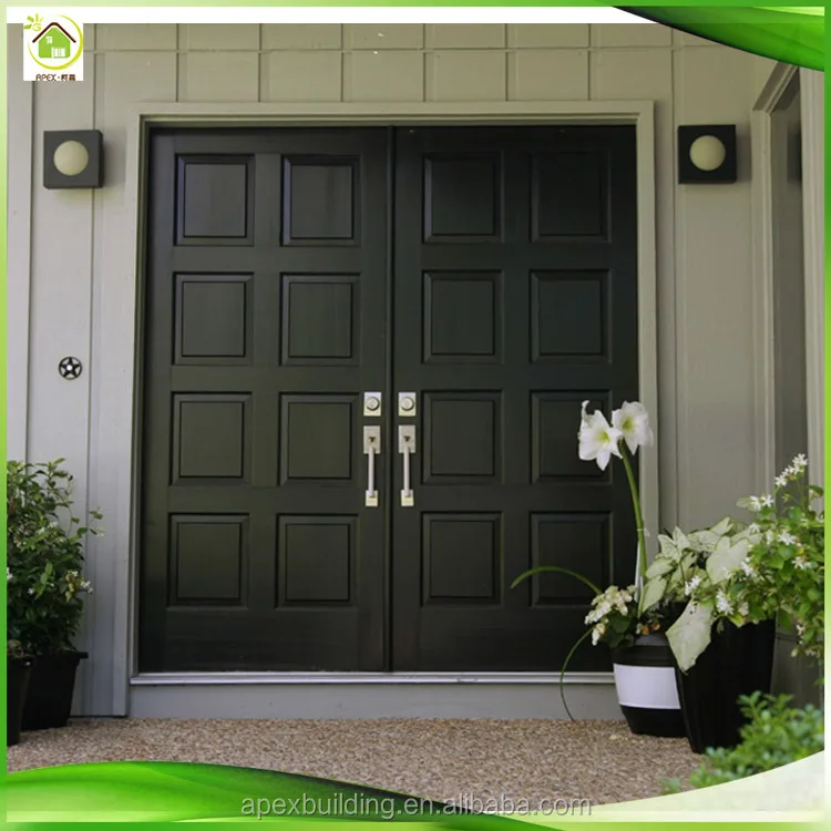

Modern Solid Core Double Security Wood Front Doors Design French Black Entry Exterior Door