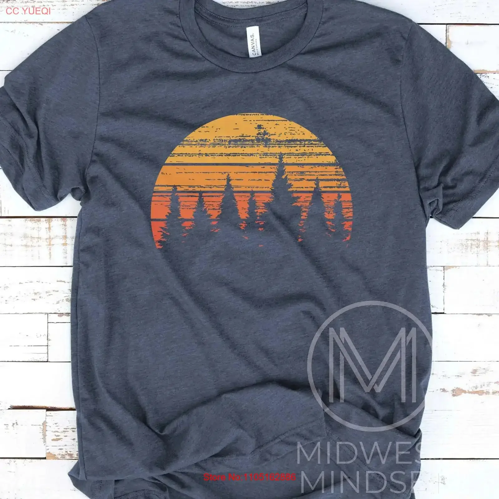 Forest SunseT T Shirt Tree Nature Retro Summer Vacation Up North Wisconsin Hiking Camping SweaT vintage Washed Slightly