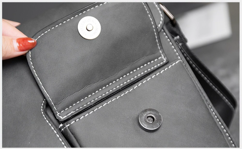 New Men's Small Crossbody Bag, Matte Leather Single-shoulder Bag, Multi-pocket Business Messenger Bag, Casual Retrocrossbody Bag
