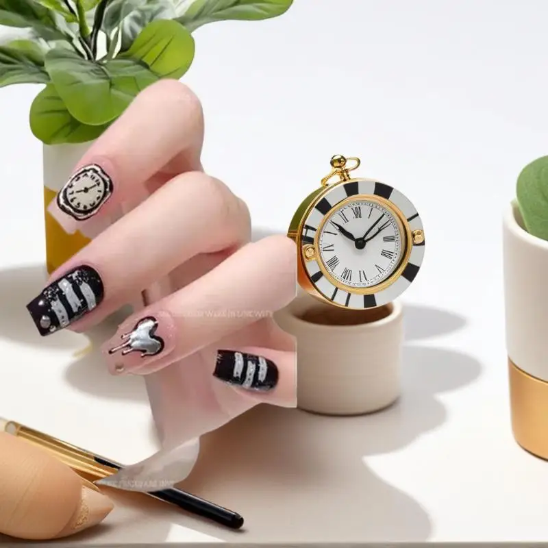 Silver Lava Annual Ring Cherry Clock Watch Starburst Love Heart Rate Chart Moon Star Line Bowknot Line Nail Art Stickers Decals