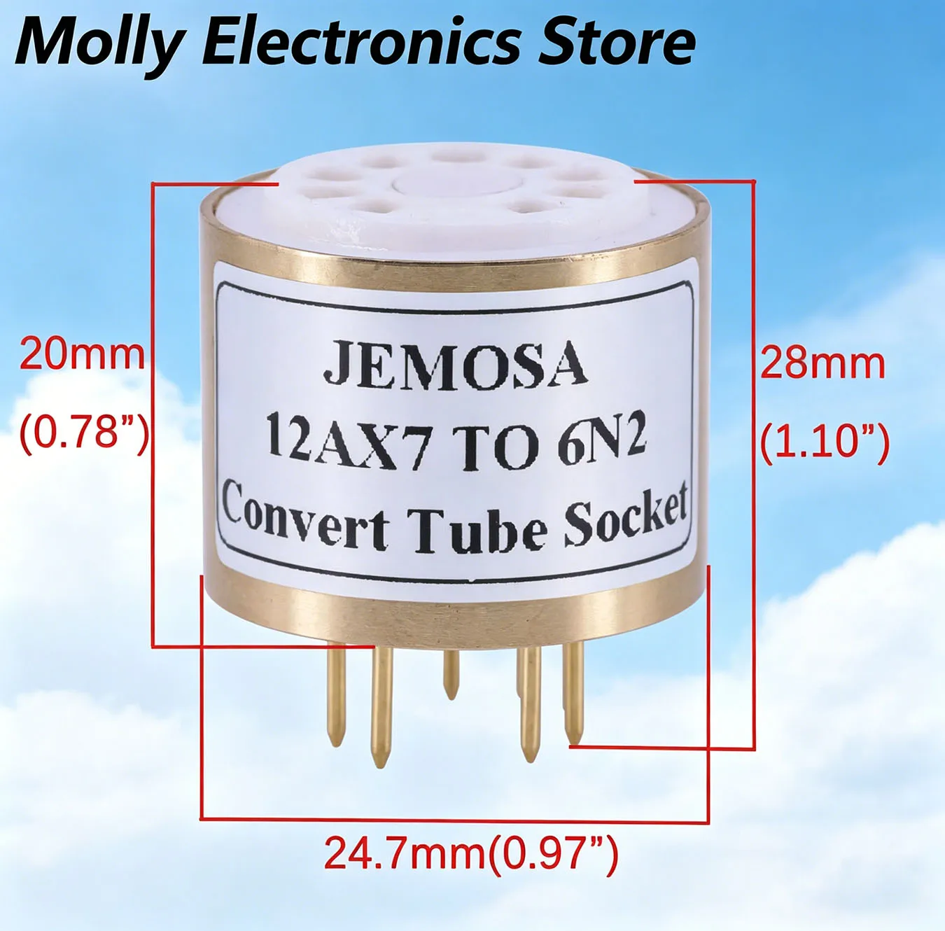 1PC JEMOSA 9PIN Tube Socket Adapter 12au7 12at7 ECC82 ECC83 12AX7 TO 6N2 6N6 E88CC ECC88 6922 6DJ8  Converter Tube Amplifier