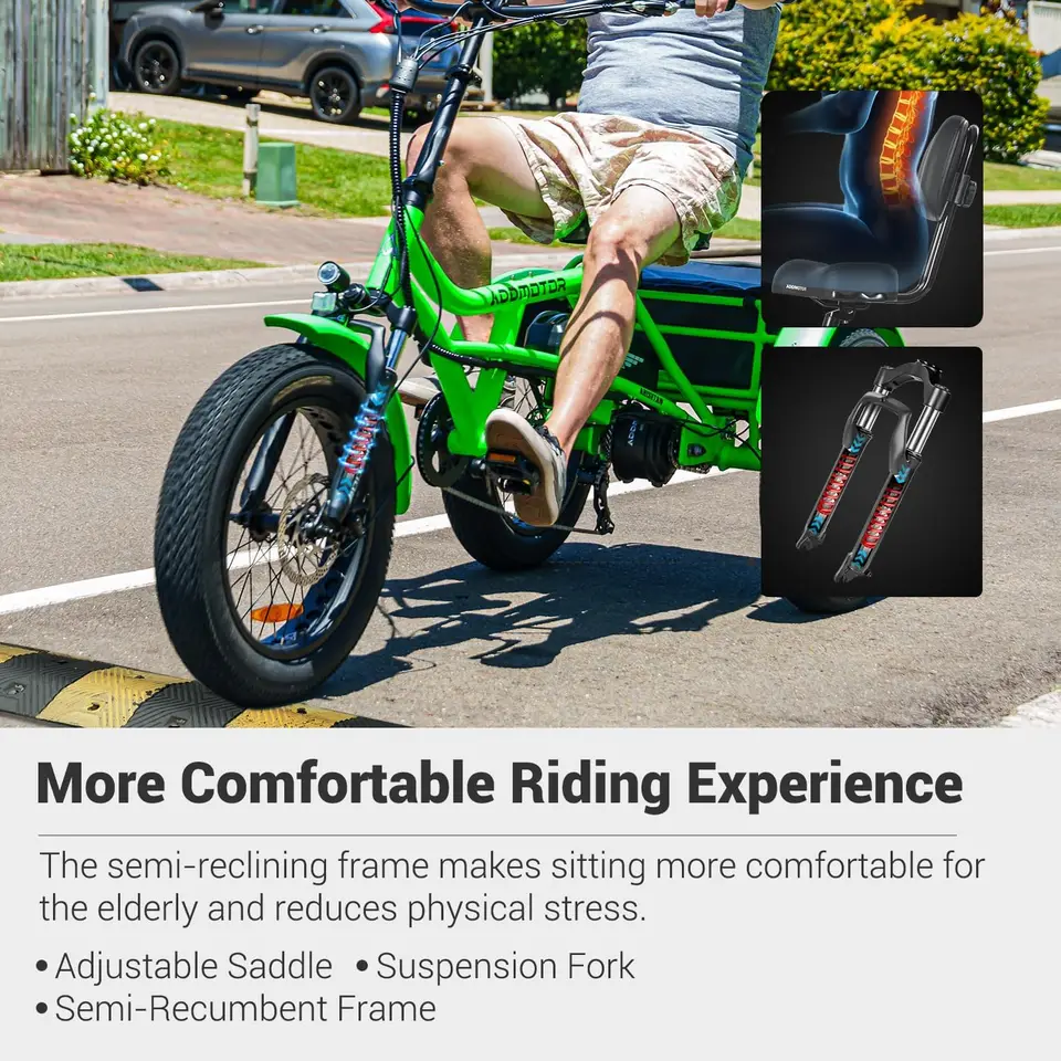 M-360 Electric Tricycle for Adults, UL2849 3 Wheel Electric Bicycle, 750W 85Mi 48V 20Ah 380LBS 20'' Semi-Recum image 10