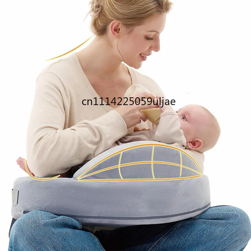 Grey Memory Foam Nursing Pillow for Newborn Multi-Function Hand Arm Support Cushion for Breastfeeding Soft Baby Feeding Pillow