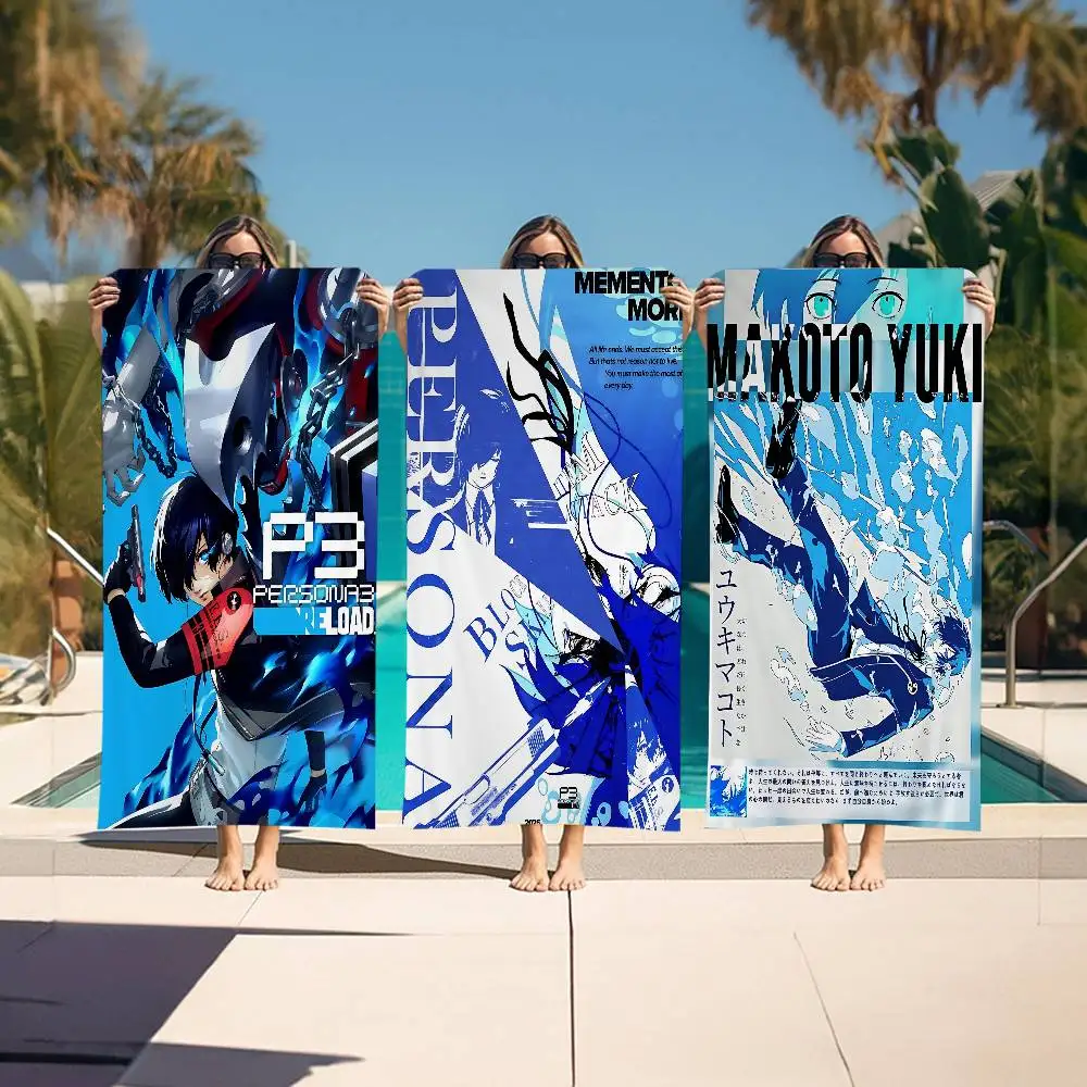 Game Yuuki Makoto P-PERSONA Microfiber Beach Towel Absorbent Quick dry Soft Yoga Swimming Resort Mountain Climbing Towel