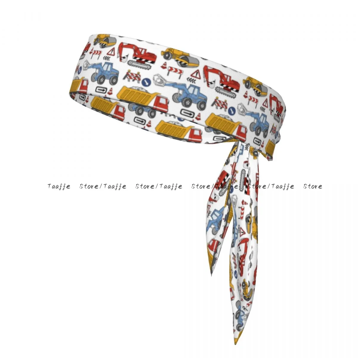 Tie Headbands Hand Drawn Construction Trucks And Bulldozers Sports Head Band Athletic Sweatband Bandana Sweat Wicking